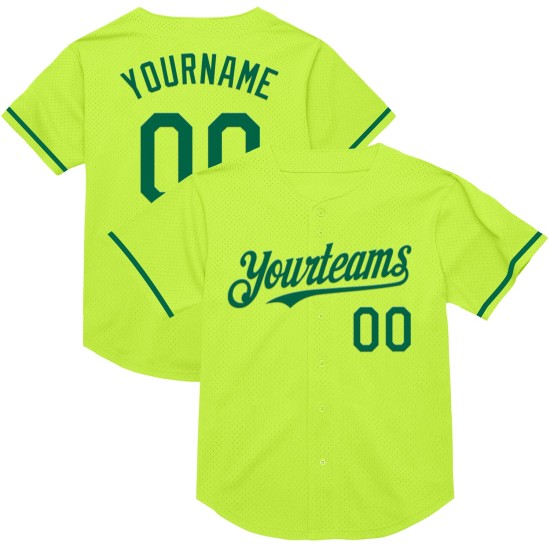 Maglia da baseball autentica retrò in maglia verde Kelly Neon personalizzata Maglia da baseball autentica retrò in maglia verde Kelly Neon personalizzata
