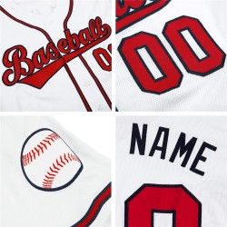 Maglia da baseball personalizzata, rossa, blu navy e bianca, autentica Maglia da baseball personalizzata, rossa, blu navy e bianca, autentica