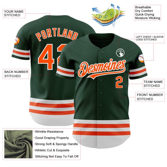 Maglia da baseball autentica arancione-bianca, personalizzata, verde Maglia da baseball autentica arancione-bianca, personalizzata, verde