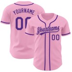 Maglia da baseball autentica personalizzata rosa chiaro viola Maglia da baseball autentica personalizzata rosa chiaro viola