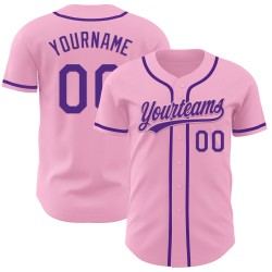 Maglia da baseball autentica personalizzata rosa chiaro viola Maglia da baseball autentica personalizzata rosa chiaro viola