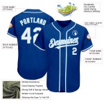 Maglia da baseball personalizzata autentica bianca e azzurra Royal Maglia da baseball personalizzata autentica bianca e azzurra Royal