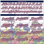 Maglia da baseball personalizzata autentica e 3D con motivo floreale, funghi bianchi, rosa-blu navy, allucinazione psichedelica, design medio colorato Maglia da baseball personalizzata autentica e 3D con motivo floreale, funghi bianchi, rosa-blu navy, allucinazione psichedelica, design medio colorato