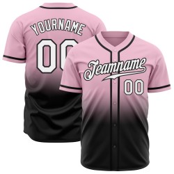 Maglia da baseball personalizzata Fashion Fade, bianca e nera, autentica, rosa chiaro Maglia da baseball personalizzata Fashion Fade, bianca e nera, autentica, rosa chiaro