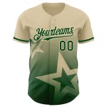 Maglia autentica con motivo crema 3D, personalizzata con stella verde sfumata, stile baseball scintillante Maglia autentica con motivo crema 3D, personalizzata con stella verde sfumata, stile baseball scintillante