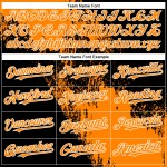 Maglia da baseball autentica con motivo a pennello, tratto personalizzato, design astratto baia 3D arancione, nero e bianco Maglia da baseball autentica con motivo a pennello, tratto personalizzato, design astratto baia 3D arancione, nero e bianco