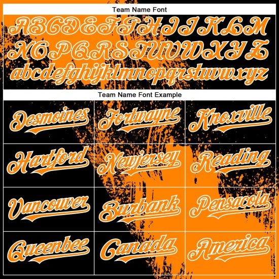 Maglia da baseball autentica con motivo a pennello, tratto personalizzato, design astratto baia 3D arancione, nero e bianco Maglia da baseball autentica con motivo a pennello, tratto personalizzato, design astratto baia 3D arancione, nero e bianco