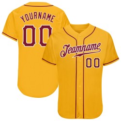 Maglia da baseball personalizzata autentica Crimson-White Gold Maglia da baseball personalizzata autentica Crimson-White Gold
