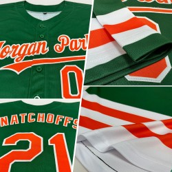 Maglia da baseball autentica arancione-bianca, personalizzata, verde Maglia da baseball autentica arancione-bianca, personalizzata, verde