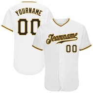 Maglia da baseball autentica bianca nera e oro personalizzata Maglia da baseball autentica bianca nera e oro personalizzata