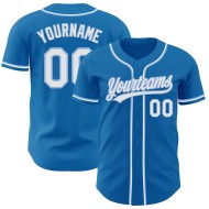 Maglia da baseball blu autentica bianca e chiara personalizzata blu Maglia da baseball blu autentica bianca e chiara personalizzata blu