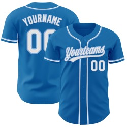Maglia da baseball blu autentica bianca e chiara personalizzata blu Maglia da baseball blu autentica bianca e chiara personalizzata blu
