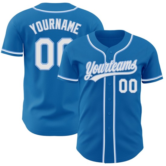 Maglia da baseball blu autentica bianca e chiara personalizzata blu Maglia da baseball blu autentica bianca e chiara personalizzata blu