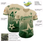 Maglia autentica con motivo crema 3D, personalizzata con stella verde sfumata, stile baseball scintillante Maglia autentica con motivo crema 3D, personalizzata con stella verde sfumata, stile baseball scintillante