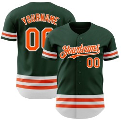 Maglia da baseball autentica arancione-bianca, personalizzata, verde