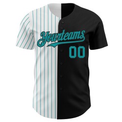 Maglia da baseball personalizzata autentica alla moda, a righe sottili, bianca e verde acqua, nera Maglia da baseball personalizzata autentica alla moda, a righe sottili, bianca e verde acqua, nera