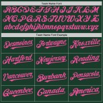Maglia da baseball personalizzata Split Green Fashion a righe bianche e rosa autentica Maglia da baseball personalizzata Split Green Fashion a righe bianche e rosa autentica