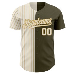 Per rendere omaggio all'autentico servizio di maglia da baseball personalizzata a righe color oro e verde oliva vecchio stile Per rendere omaggio all'autentico servizio di maglia da baseball personalizzata a righe color oro e verde oliva vecchio stile
