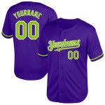 Maglia da baseball personalizzata in maglia autentica verde neon e bianca, stile retrò, viola Maglia da baseball personalizzata in maglia autentica verde neon e bianca, stile retrò, viola