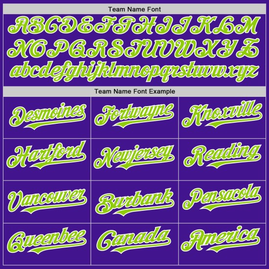 Maglia da baseball personalizzata in maglia autentica verde neon e bianca, stile retrò, viola Maglia da baseball personalizzata in maglia autentica verde neon e bianca, stile retrò, viola