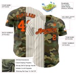 Maglia da baseball personalizzata Pinstripe To Salute Service Fashion Orange Camo, autentica, color crema e nero Maglia da baseball personalizzata Pinstripe To Salute Service Fashion Orange Camo, autentica, color crema e nero