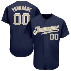 Maglia da baseball Vegas Navy personalizzata oro-bianca autentica Maglia da baseball Vegas Navy personalizzata oro-bianca autentica