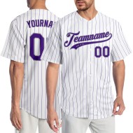 Maglia a righe viola viola-grigio baseball bianca personalizzata autentica Maglia a righe viola viola-grigio baseball bianca personalizzata autentica