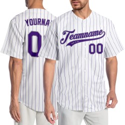 Maglia a righe viola viola-grigio baseball bianca personalizzata autentica Maglia a righe viola viola-grigio baseball bianca personalizzata autentica