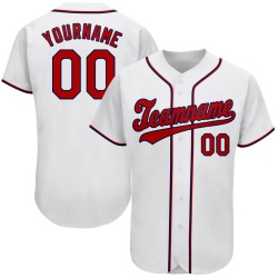 Maglia da baseball personalizzata, rossa, blu navy e bianca, autentica Maglia da baseball personalizzata, rossa, blu navy e bianca, autentica
