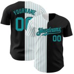 Maglia da baseball personalizzata autentica alla moda, a righe sottili, bianca e verde acqua, nera Maglia da baseball personalizzata autentica alla moda, a righe sottili, bianca e verde acqua, nera