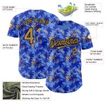 Maglia da baseball con foglie, blu antico, Hawaii 3D, motivo personalizzato autentico, design tropicale, oro chiaro e nero. Maglia da baseball con foglie, blu antico, Hawaii 3D, motivo personalizzato autentico, design tropicale, oro chiaro e nero.