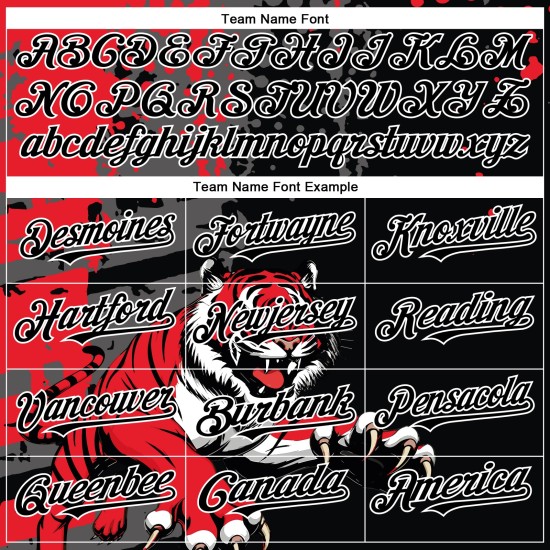Maglia da baseball personalizzata con motivo 3D Tiger, autentica, rossa e bianca, con animali. Maglia da baseball personalizzata con motivo 3D Tiger, autentica, rossa e bianca, con animali.
