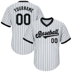 Maglia da baseball autentica in maglia a coste nera e grigia personalizzata, bianca, retrò Maglia da baseball autentica in maglia a coste nera e grigia personalizzata, bianca, retrò