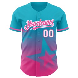 Maglia da baseball 3D Twinkle con motivo autentica, motivo a stelle blu, sfumatura personalizzata, motivo laghi rosa-bianchi Maglia da baseball 3D Twinkle con motivo autentica, motivo a stelle blu, sfumatura personalizzata, motivo laghi rosa-bianchi