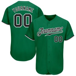 Maglia personalizzata autentica Kelly nera e bianca da baseball verde Maglia personalizzata autentica Kelly nera e bianca da baseball verde