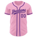 Maglia da baseball autentica personalizzata rosa chiaro viola Maglia da baseball autentica personalizzata rosa chiaro viola