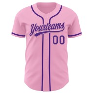 Maglia da baseball autentica personalizzata rosa chiaro viola Maglia da baseball autentica personalizzata rosa chiaro viola