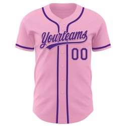 Maglia da baseball autentica personalizzata rosa chiaro viola Maglia da baseball autentica personalizzata rosa chiaro viola