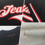 Maglia da baseball personalizzata in maglia color crema, rossa e blu navy, autentica, retrò Maglia da baseball personalizzata in maglia color crema, rossa e blu navy, autentica, retrò