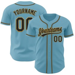 Maglia da baseball personalizzata blu autentica Shadow nera e oro antico Maglia da baseball personalizzata blu autentica Shadow nera e oro antico