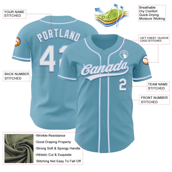 Maglia da baseball autentica blu White-Light Custom Shadow Maglia da baseball autentica blu White-Light Custom Shadow