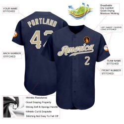 Maglia da baseball Vegas Navy personalizzata oro-bianca autentica Maglia da baseball Vegas Navy personalizzata oro-bianca autentica