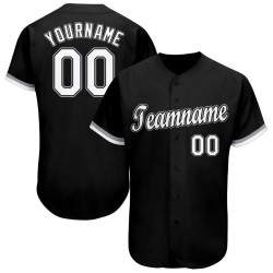 Maglia da baseball personalizzata nera, bianca e grigia Maglia da baseball personalizzata nera, bianca e grigia