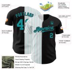 Maglia da baseball personalizzata autentica alla moda, a righe sottili, bianca e verde acqua, nera Maglia da baseball personalizzata autentica alla moda, a righe sottili, bianca e verde acqua, nera
