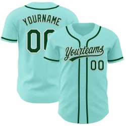 Maglia da baseball autentica blu Ice Green-White personalizzata Maglia da baseball autentica blu Ice Green-White personalizzata