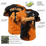 Maglia da baseball autentica con motivo a pennello, tratto personalizzato, design astratto baia 3D arancione, nero e bianco Maglia da baseball autentica con motivo a pennello, tratto personalizzato, design astratto baia 3D arancione, nero e bianco