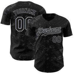 Maglia da baseball con schizzi grigi, design 3D personalizzato, motivo autentico, trama grigio-acciaio nero astratto Maglia da baseball con schizzi grigi, design 3D personalizzato, motivo autentico, trama grigio-acciaio nero astratto