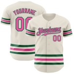 Maglia da baseball Line Pink-Kelly personalizzata color crema, verde, autentica Maglia da baseball Line Pink-Kelly personalizzata color crema, verde, autentica