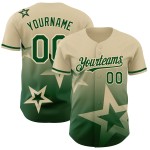 Maglia autentica con motivo crema 3D, personalizzata con stella verde sfumata, stile baseball scintillante Maglia autentica con motivo crema 3D, personalizzata con stella verde sfumata, stile baseball scintillante