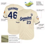 Maglia da baseball retrò autentica blu navy e grigia personalizzata in maglia color crema Maglia da baseball retrò autentica blu navy e grigia personalizzata in maglia color crema